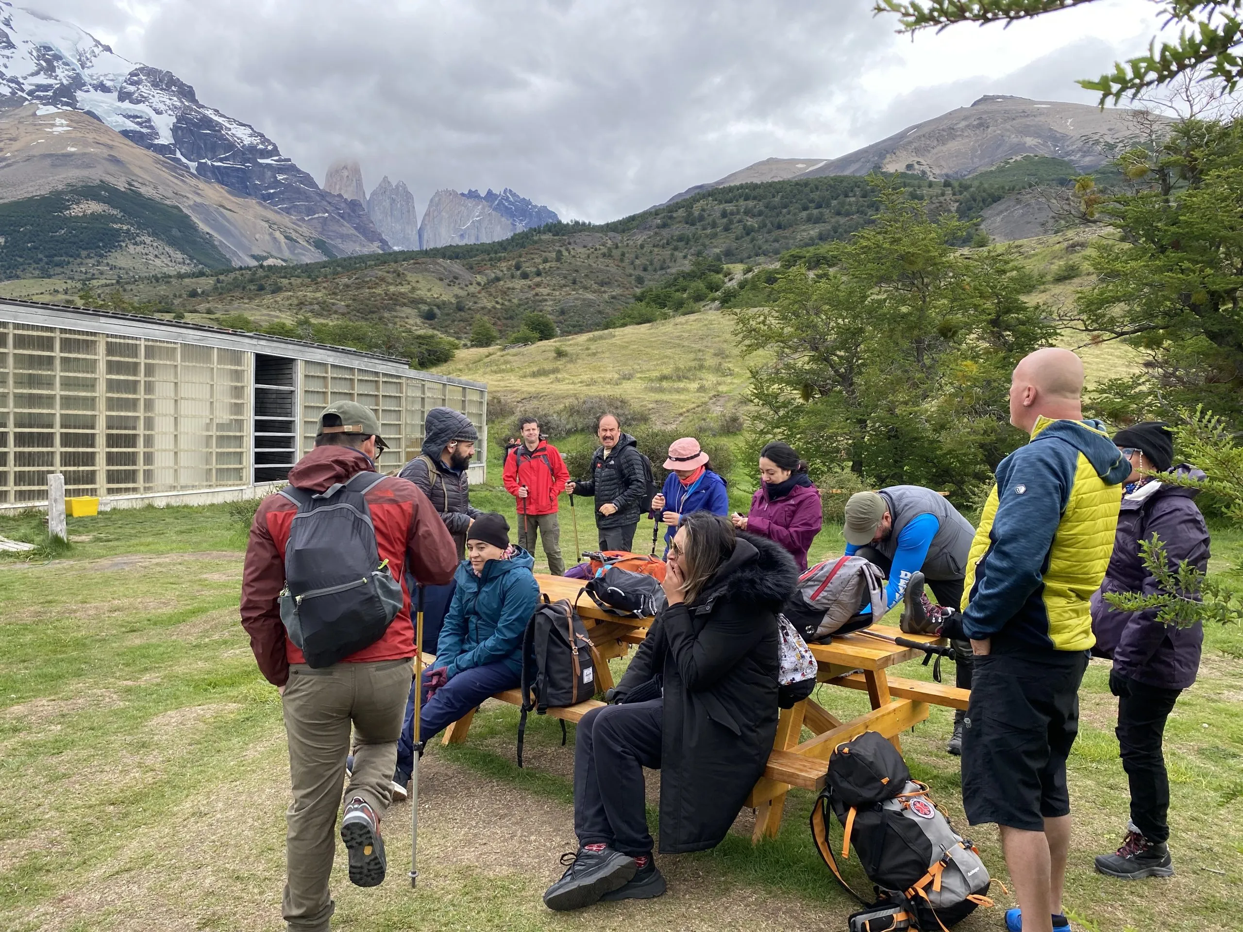 Group gathered at a shelter inside the park